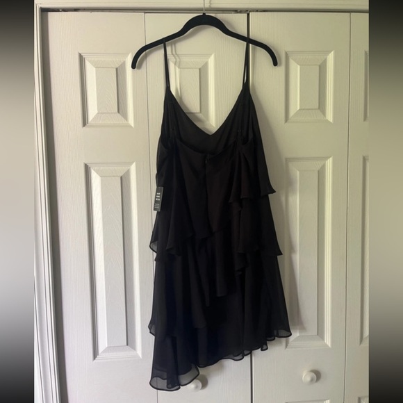 Black Tiered Ruffle Mini Dress - Picture 2 of 4